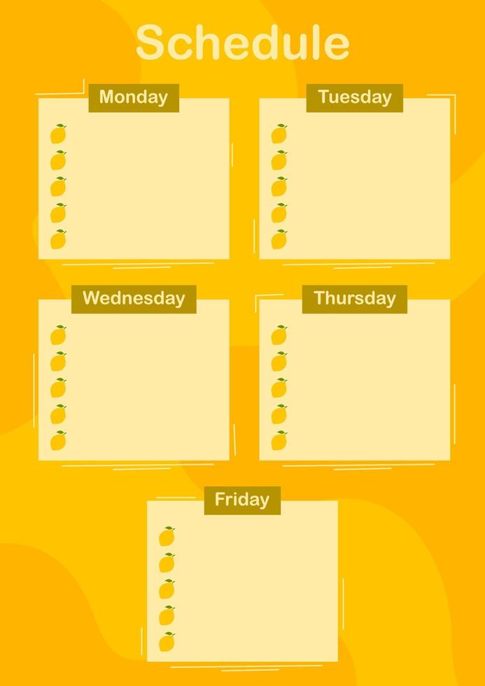 agenda giornaliera e settimanale con limone vettore