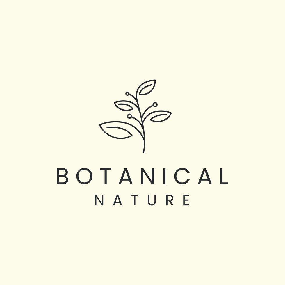 botanico con illustrazione vettoriale icona logo in stile lineare. natura, floreale, modello di design