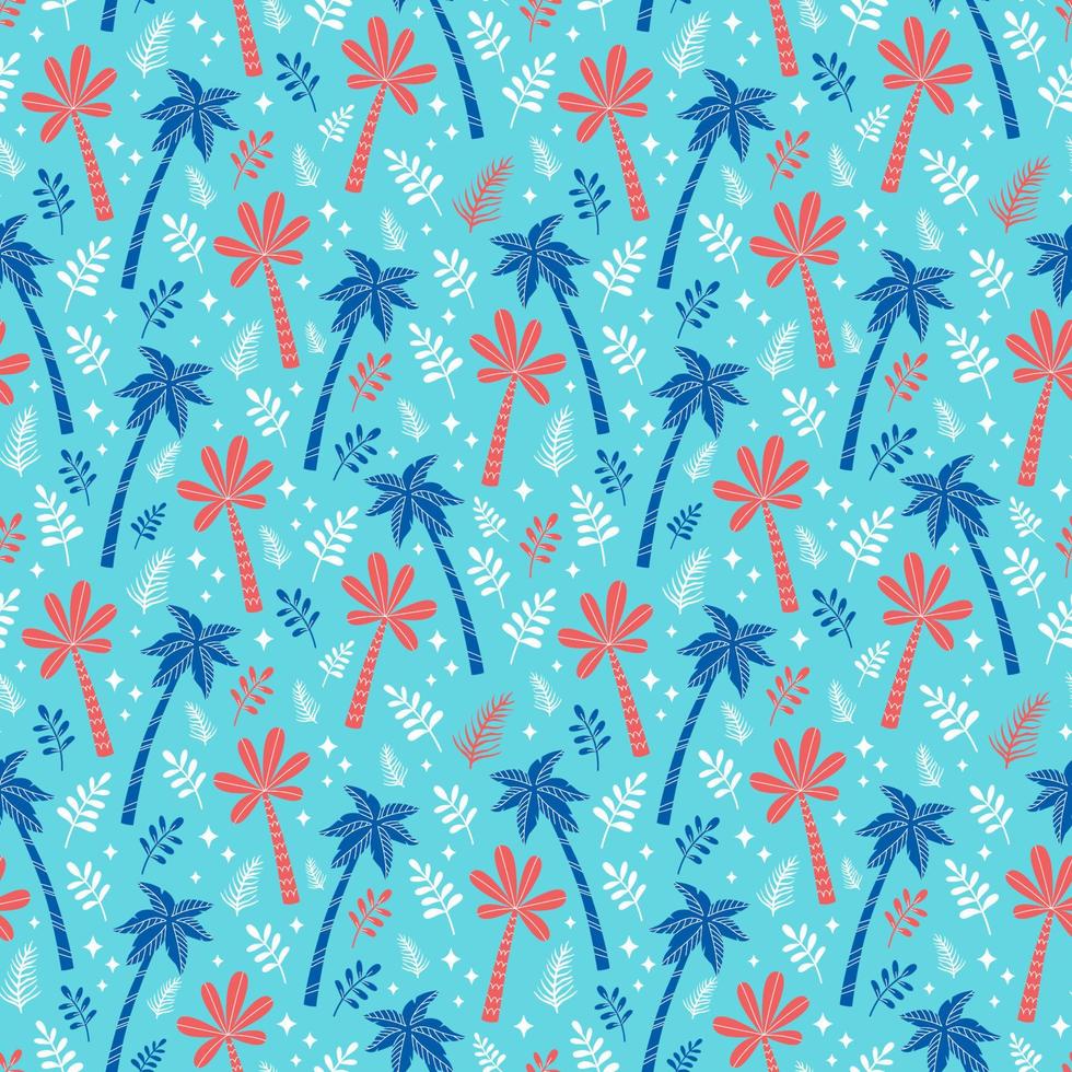 simpatica stampa estiva con sagome di palme tropicali vettore