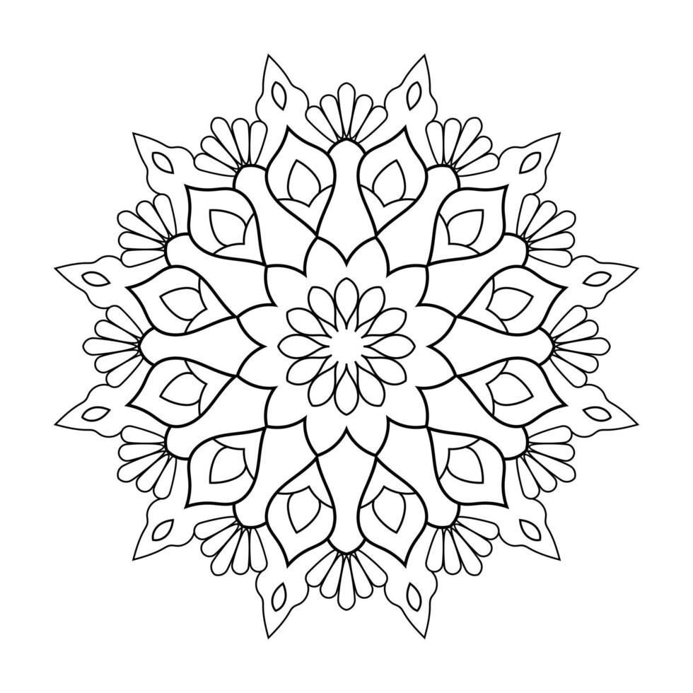 design mandala floreale con linea in bianco e nero in stile etnico vettore