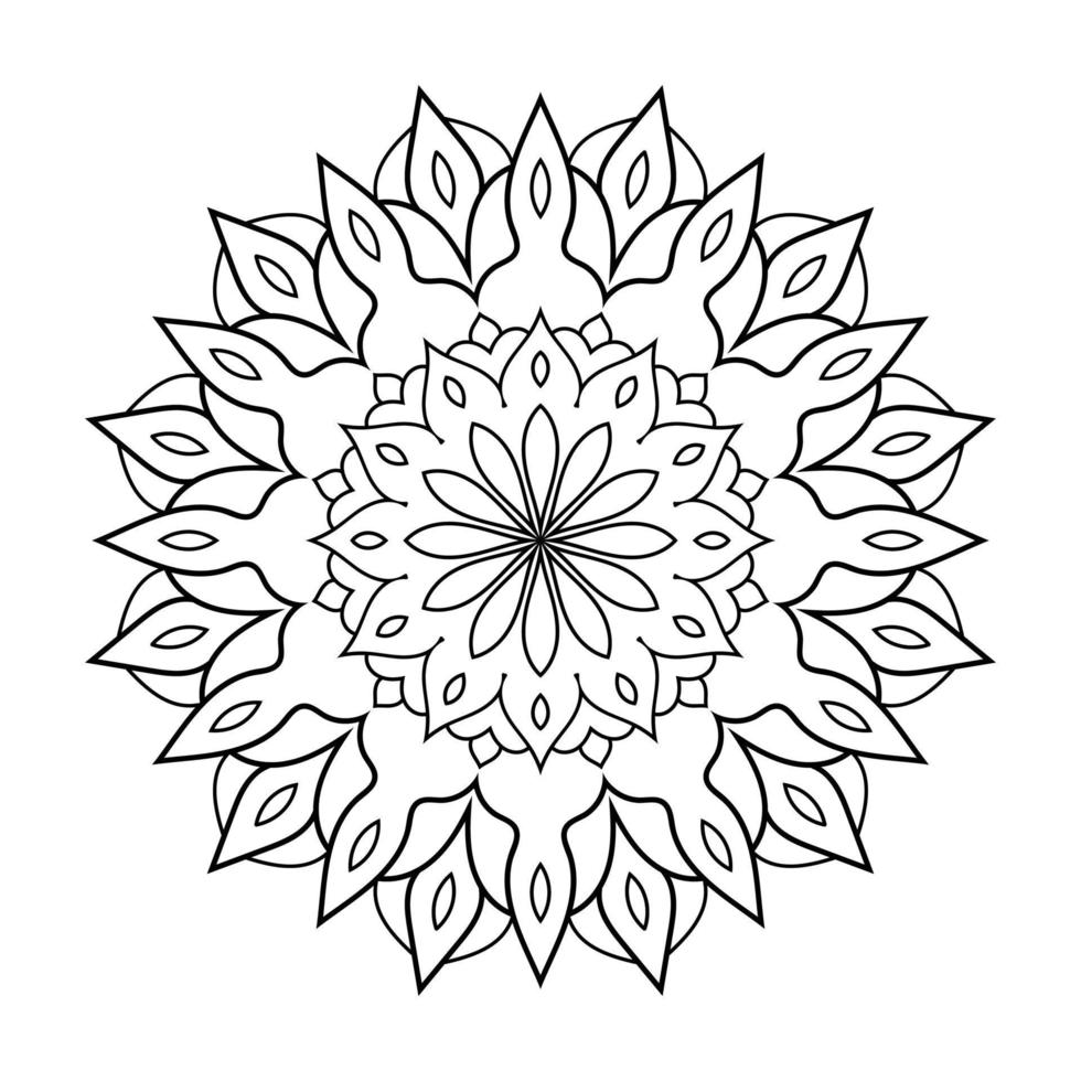 design mandala floreale con linea in bianco e nero in stile etnico vettore