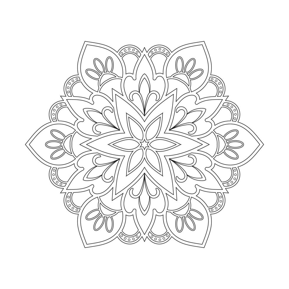 design mandala floreale con linea in bianco e nero in stile etnico vettore