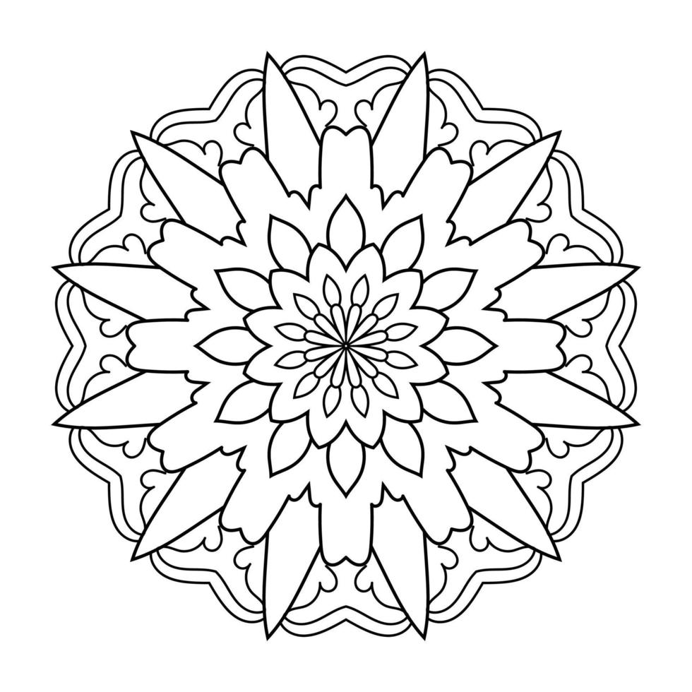 design mandala floreale con linea in bianco e nero in stile etnico vettore