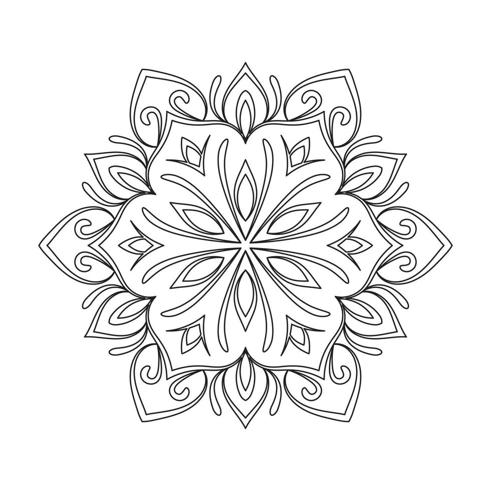 design mandala floreale con linea in bianco e nero in stile etnico vettore