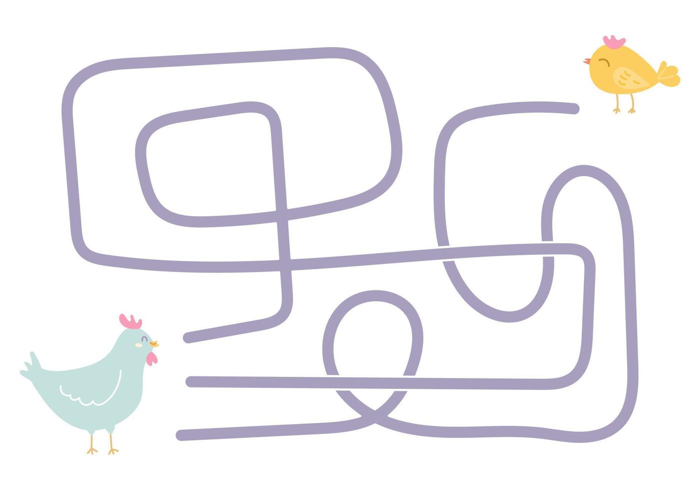 labirinto, aiuta il pollo a trovare la strada giusta per il bambino. ricerca logica per i bambini. illustrazione carina per libri per bambini, gioco educativo vettore