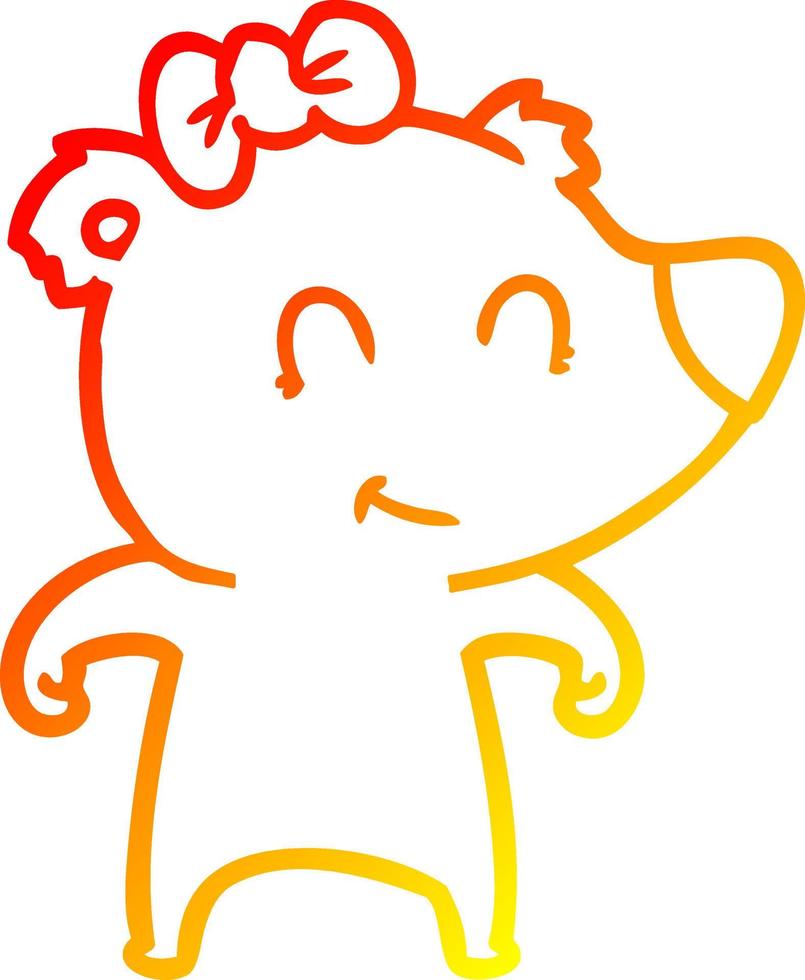 cartone animato di orso femminile di disegno a linea a gradiente caldo vettore