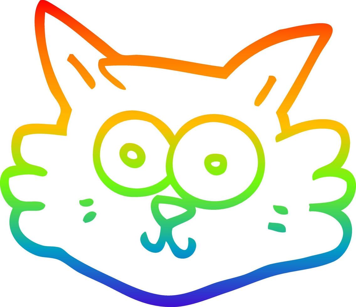 arcobaleno gradiente linea disegno cartone animato faccia di gatto vettore