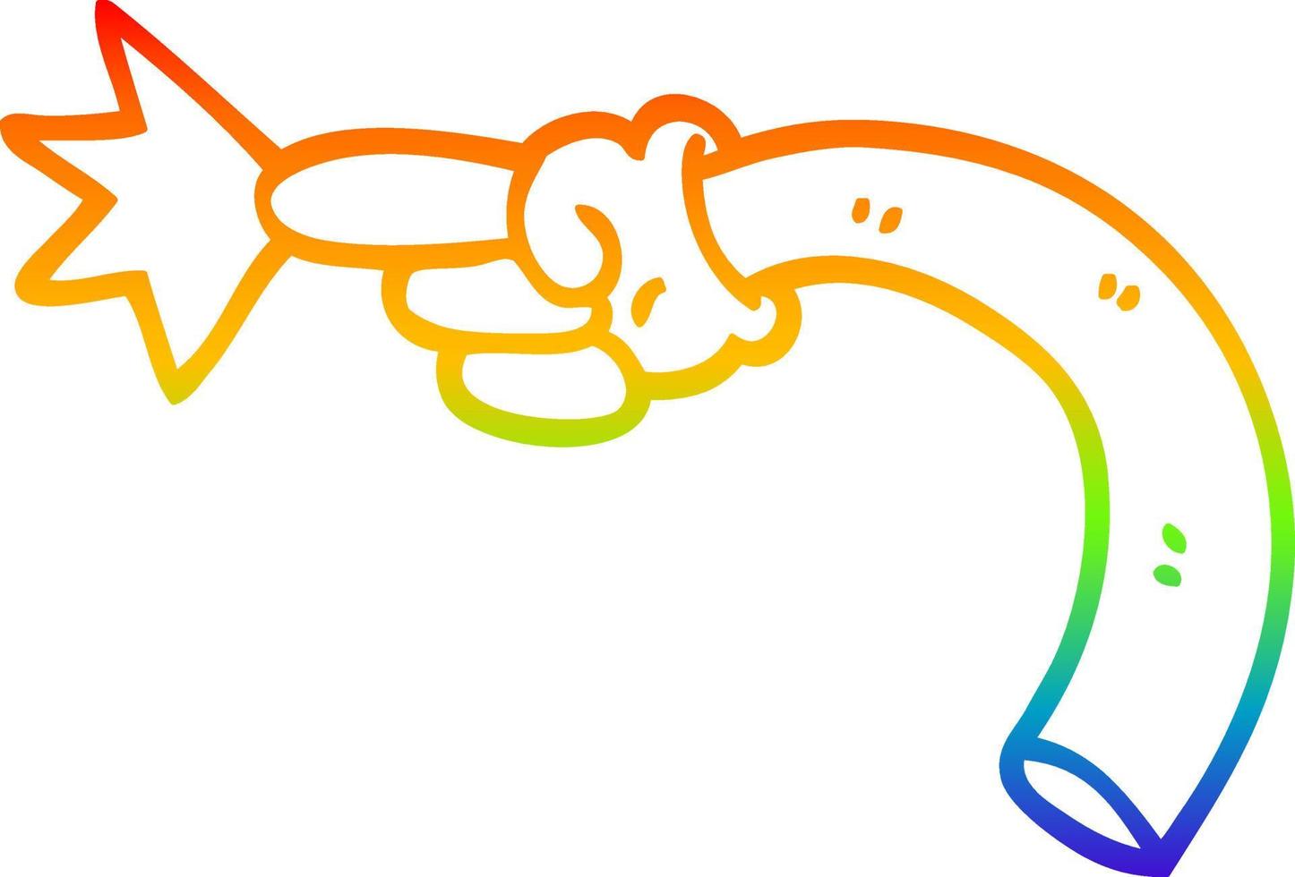 arcobaleno gradiente linea disegno cartone animato che punta la mano vettore