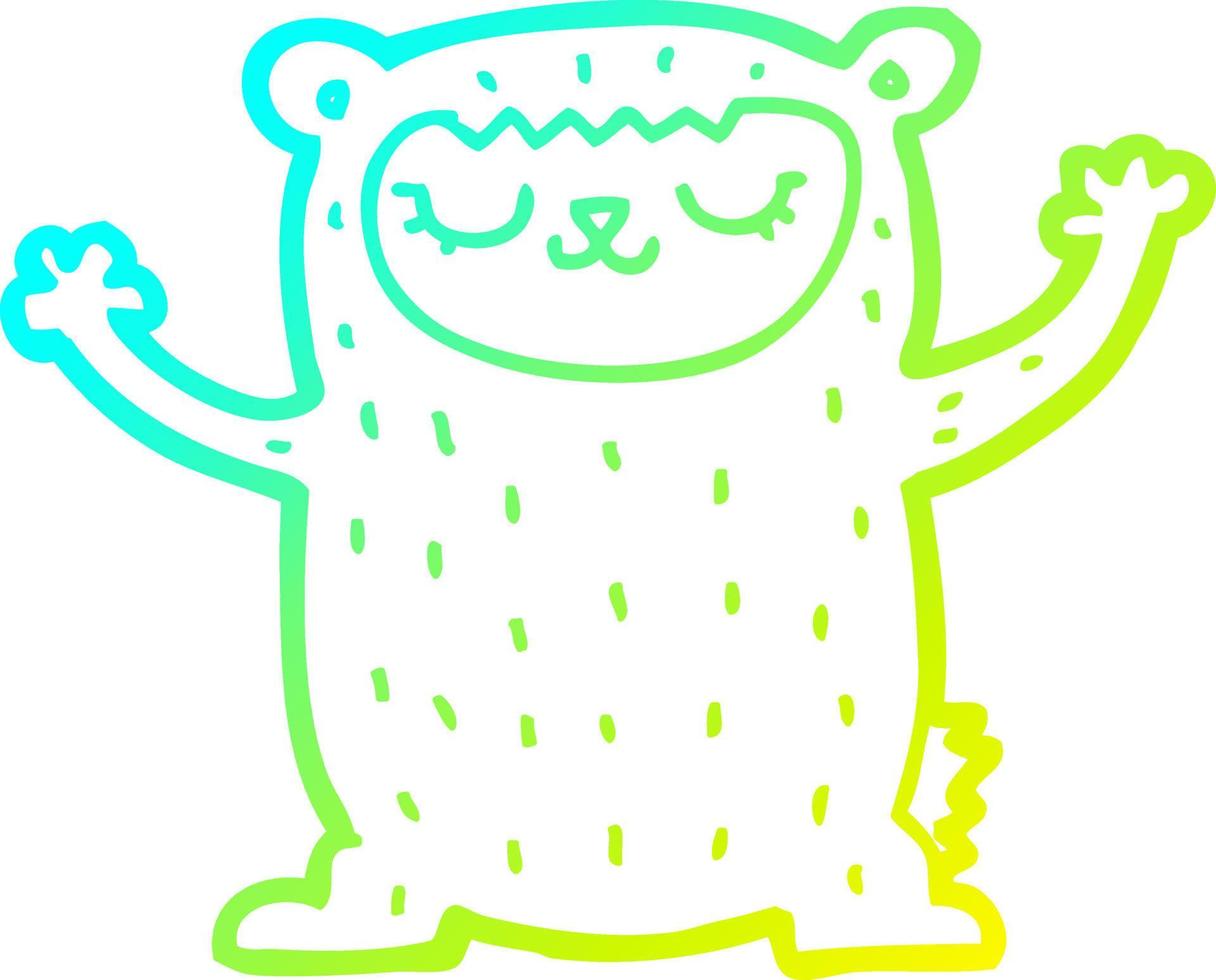 linea di gradiente freddo disegno simpatico cartone animato orso vettore