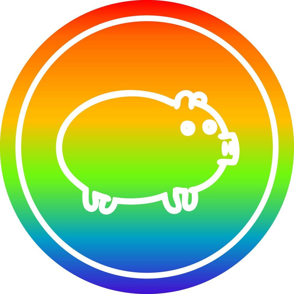 maiale grasso circolare nello spettro arcobaleno vettore