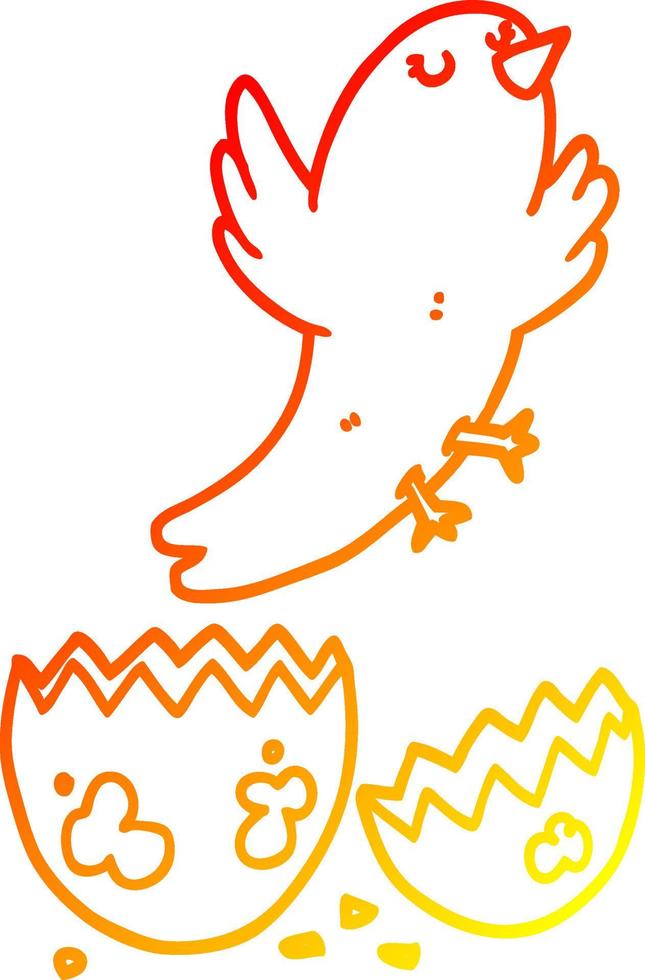 caldo gradiente di disegno dell'uccello del fumetto che cova dall'uovo vettore