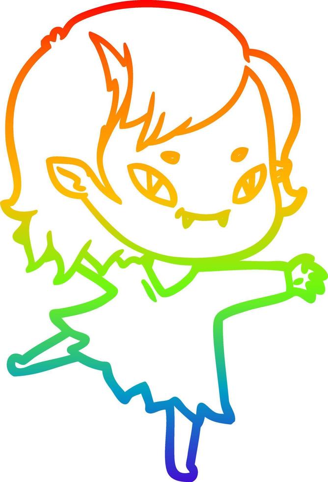 arcobaleno gradiente linea disegno cartone animato ragazza vampiro amichevole vettore