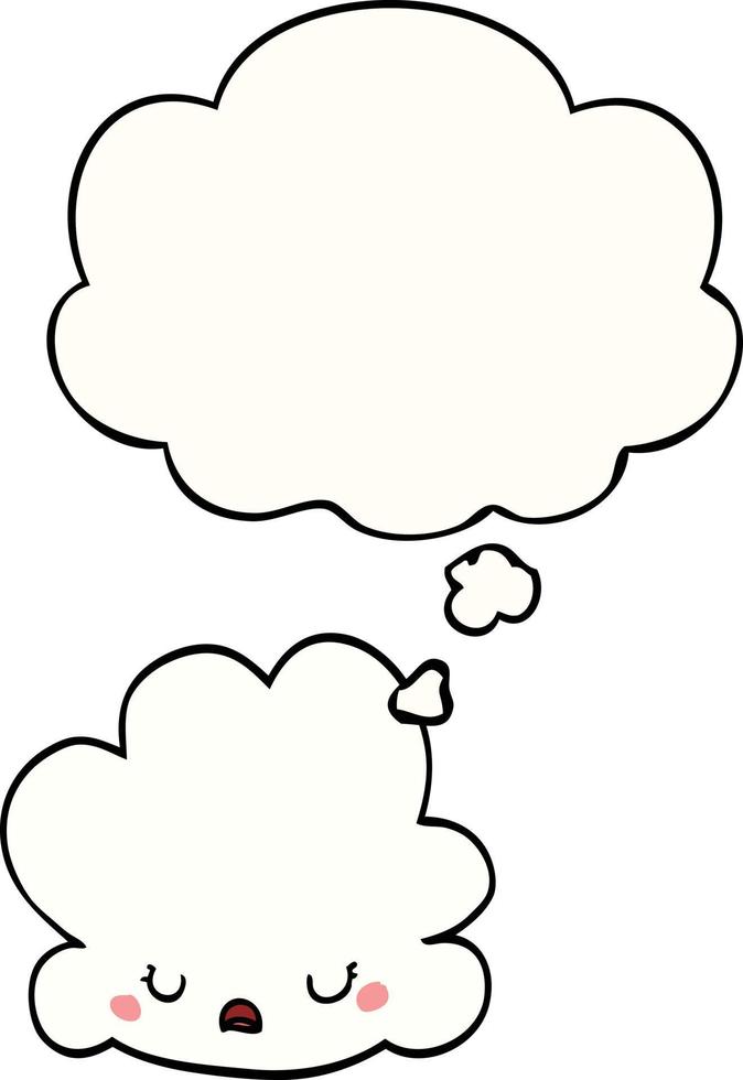 simpatico cartone animato nuvola e bolla di pensiero vettore