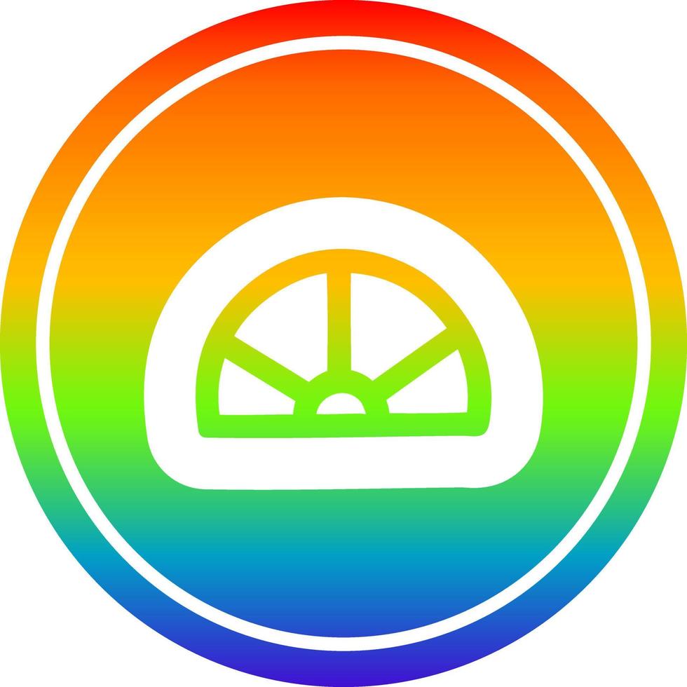 attrezzatura per la matematica del goniometro circolare nello spettro dell'arcobaleno vettore