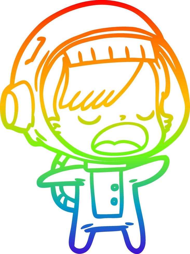 arcobaleno gradiente linea disegno cartone animato parlando astronauta donna vettore