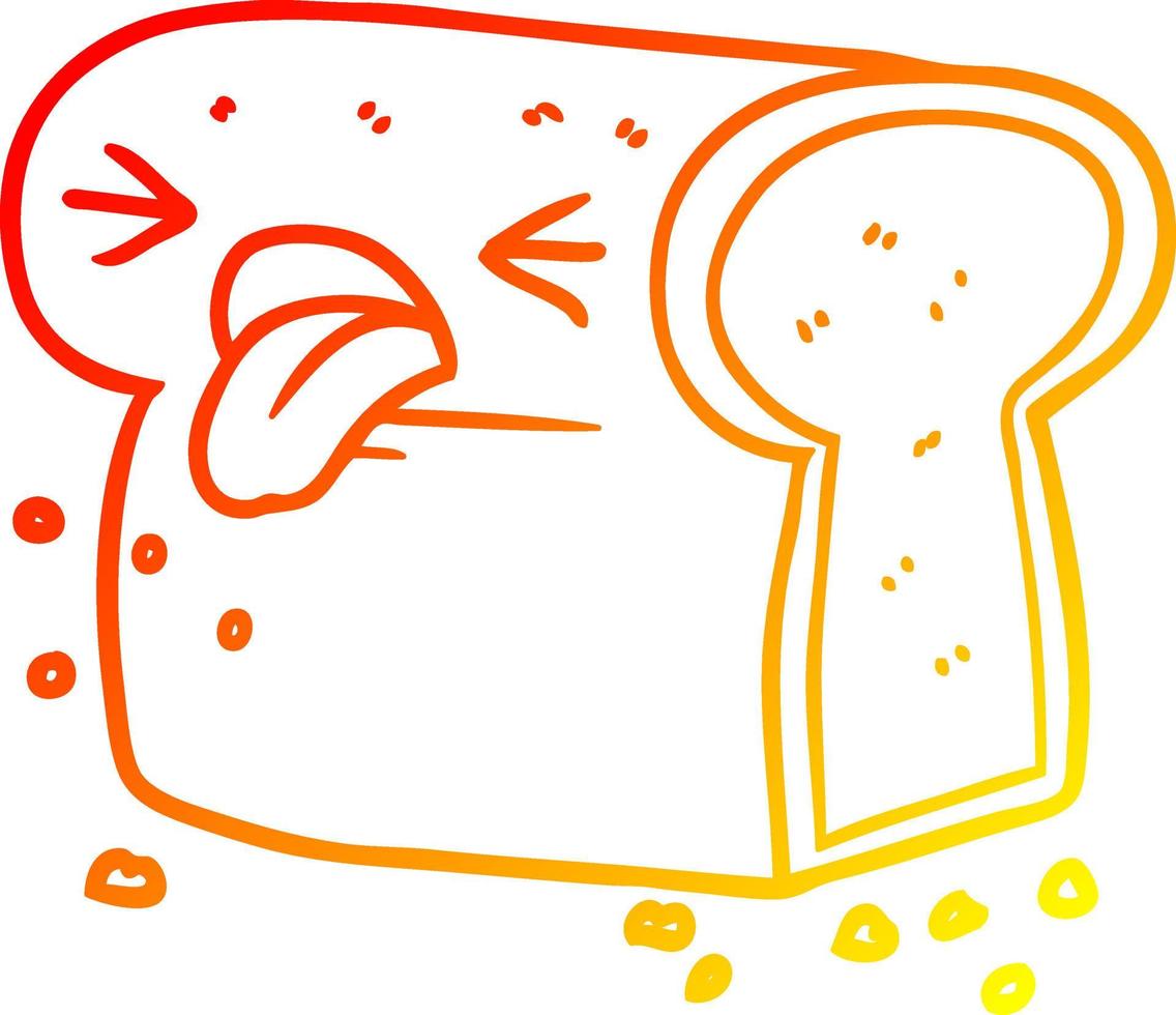 caldo linea gradiente disegno cartone animato disgustato pagnotta di pane vettore