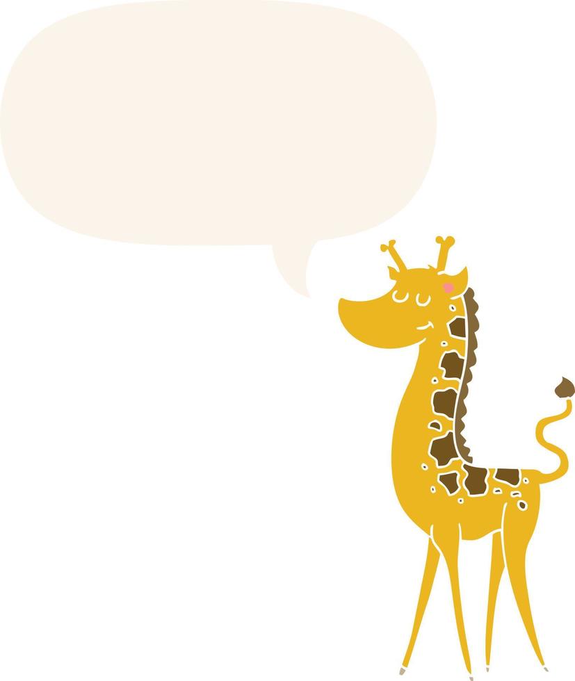 giraffa del fumetto e fumetto in stile retrò vettore