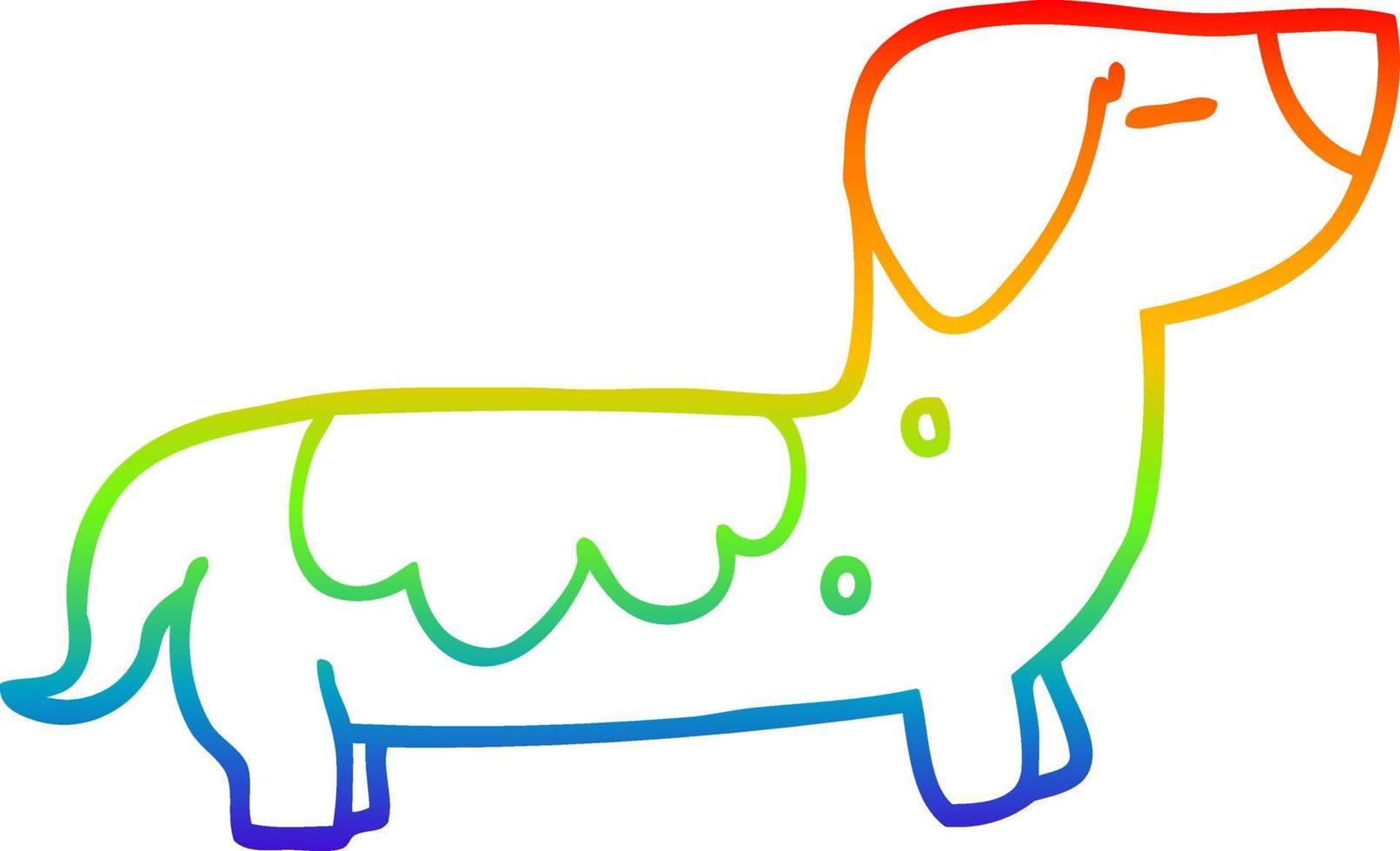 arcobaleno gradiente linea disegno cartone animato salsiccia cane vettore