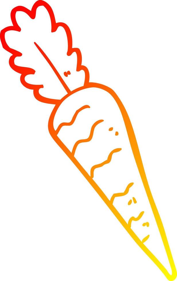 carota del fumetto di disegno di linea a gradiente caldo vettore