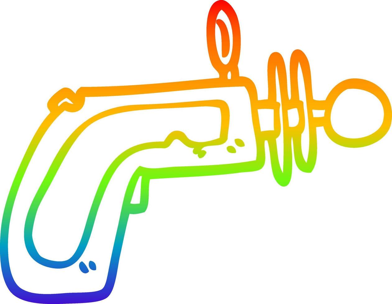 pistola a raggi del fumetto di disegno a tratteggio sfumato arcobaleno vettore