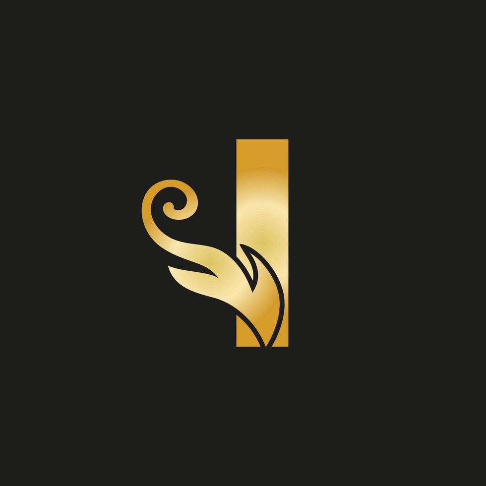 logo della lettera i di lusso in oro. i logo con un file vettoriale in stile grazioso.