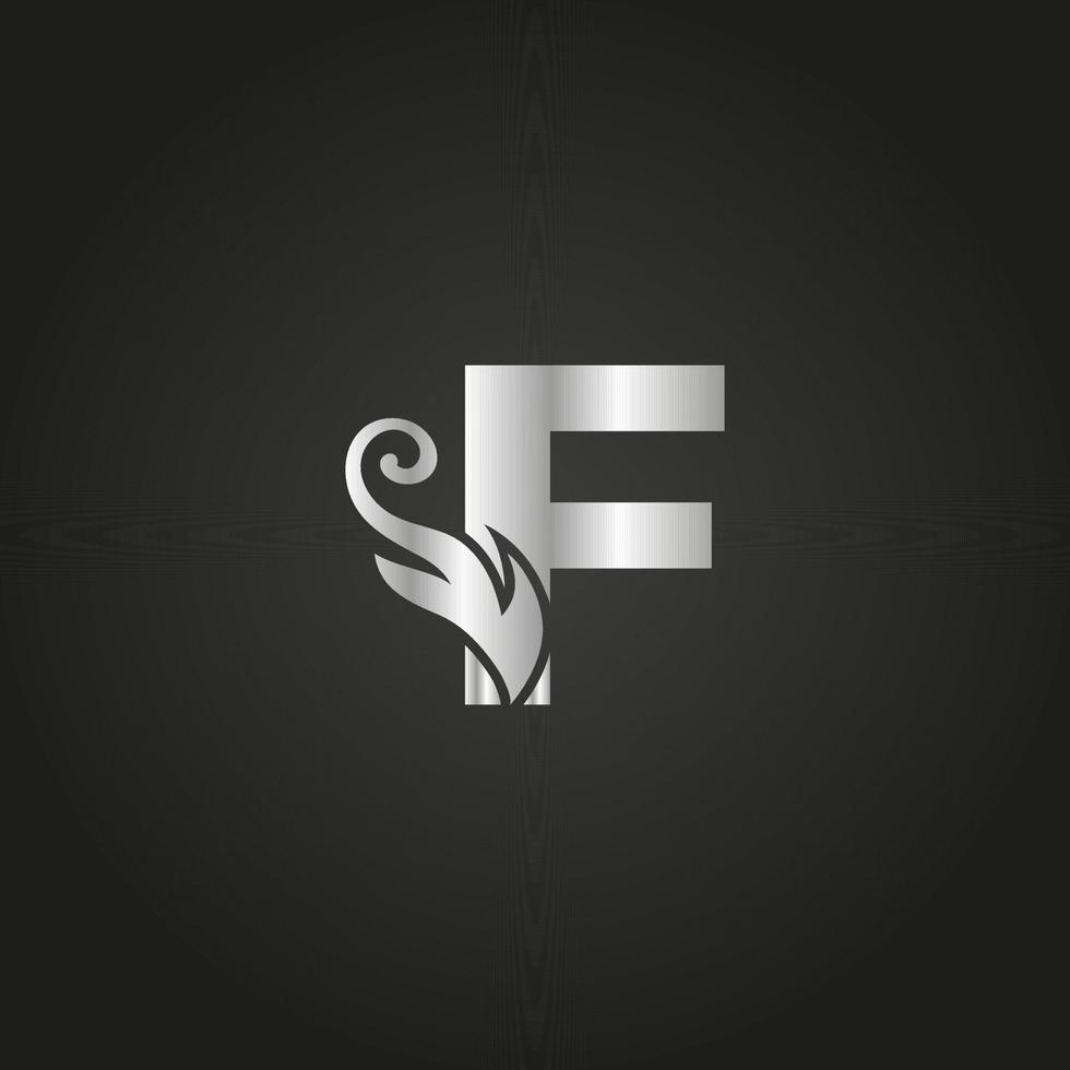 logo argento lettera f di lusso. logo f con file vettoriale in stile grazioso.