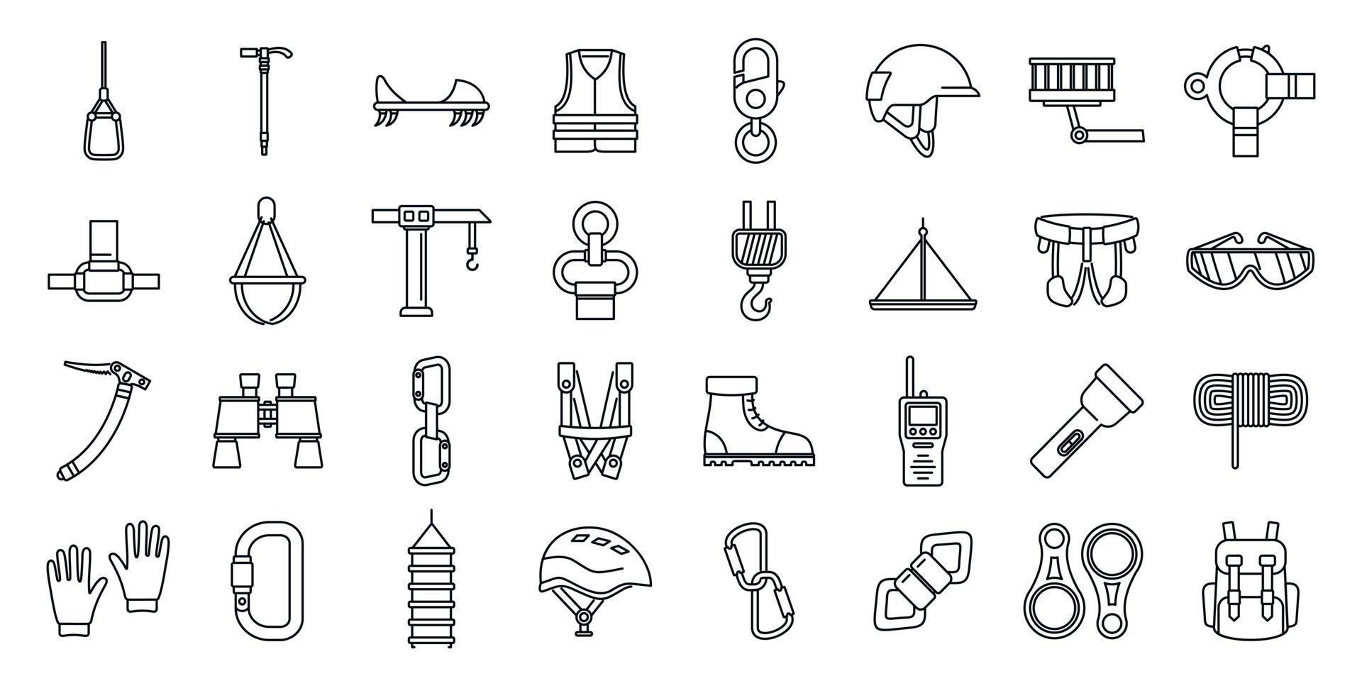 set di icone di scalatore industriale della città, stile del contorno vettore