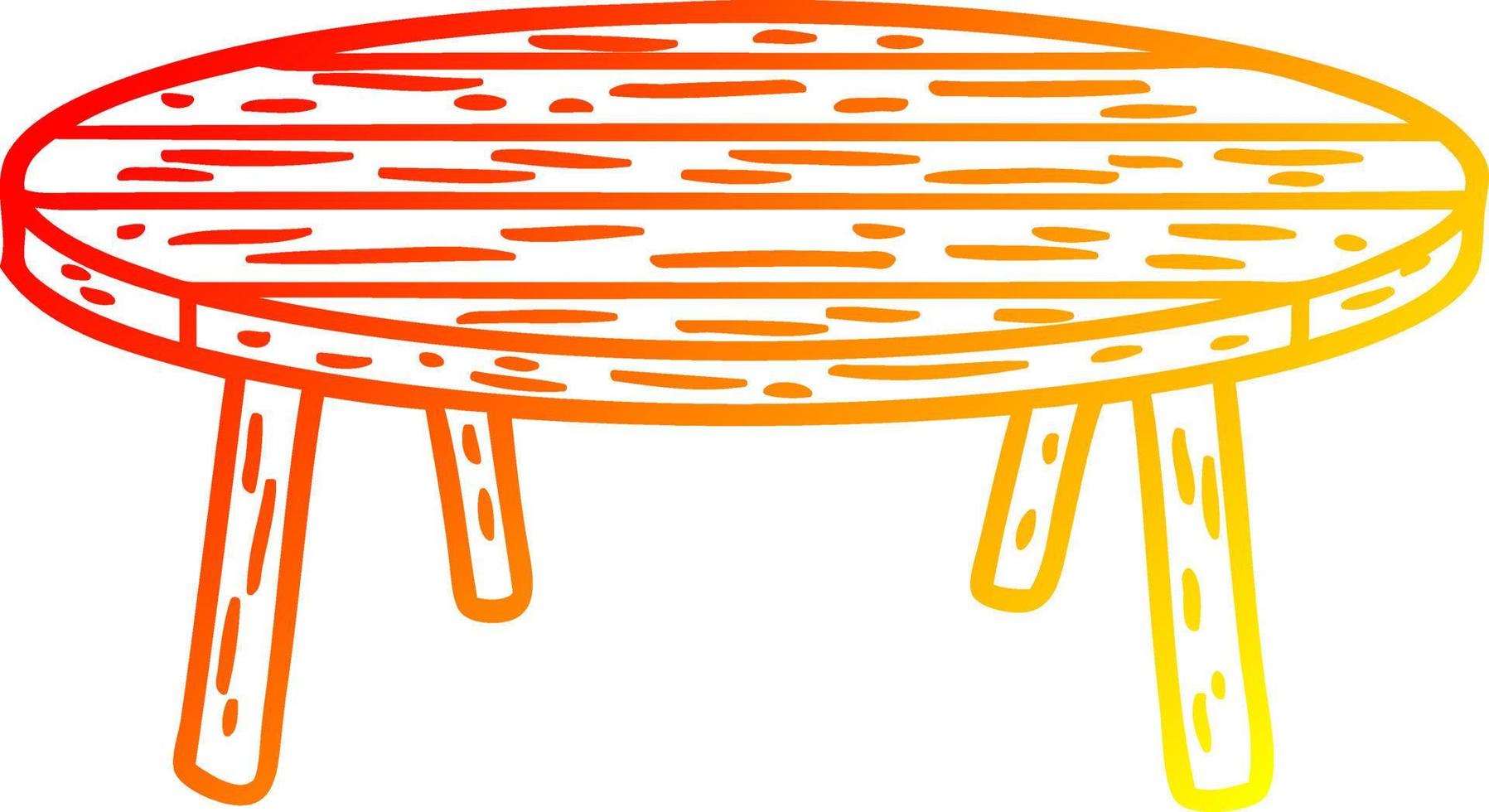 tavolo in legno con disegno a linea a gradiente caldo vettore