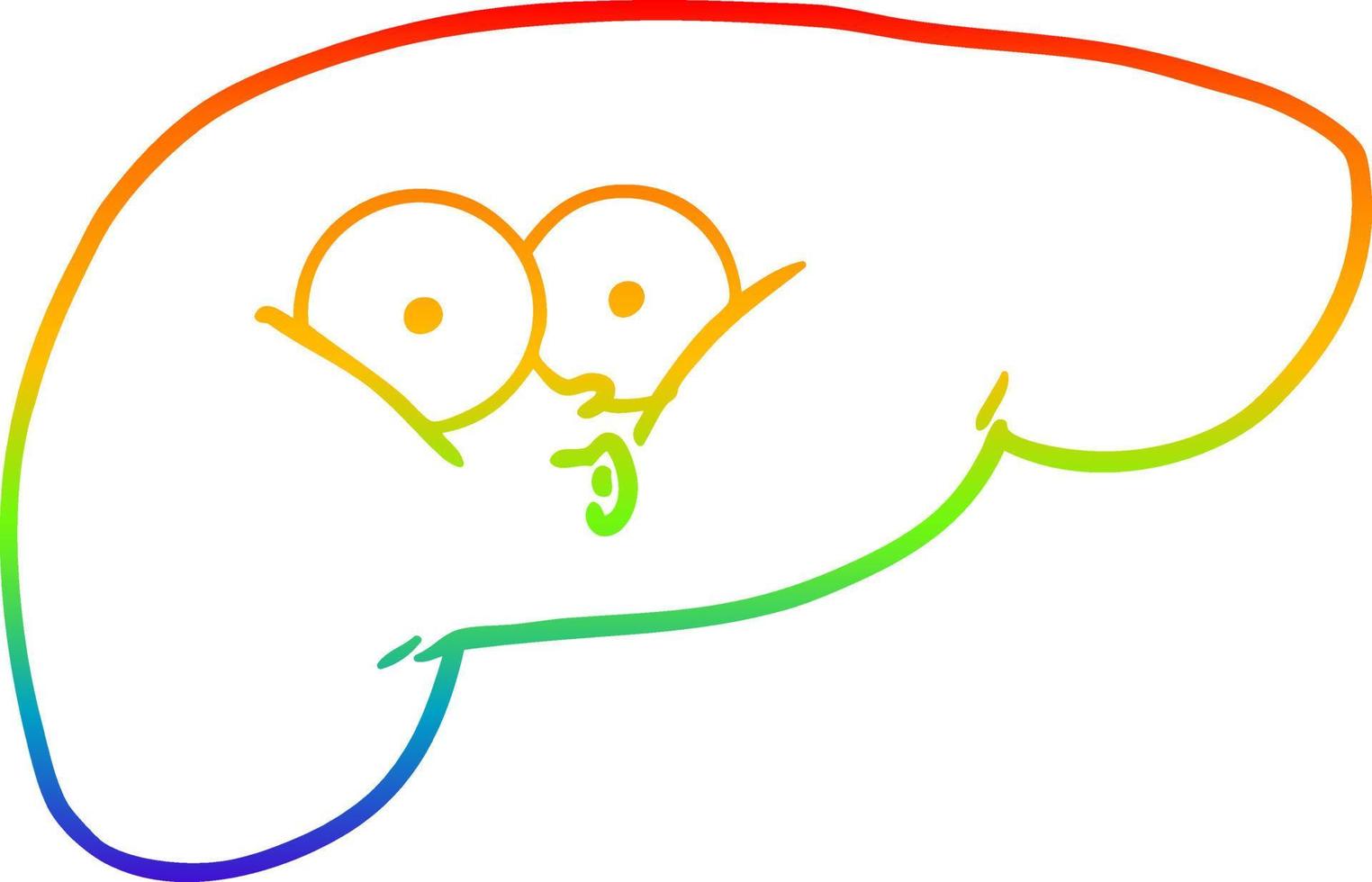 arcobaleno gradiente disegno cartone animato fegato curioso vettore