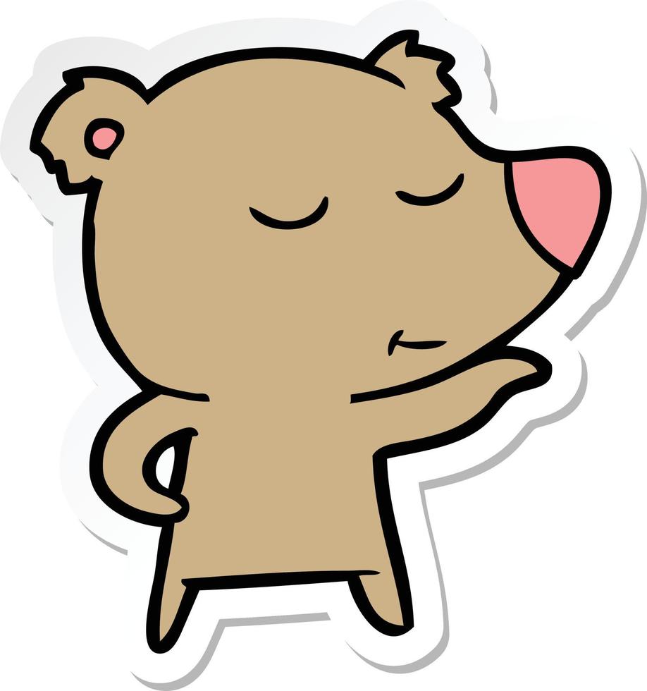 adesivo di un orso cartone animato felice vettore
