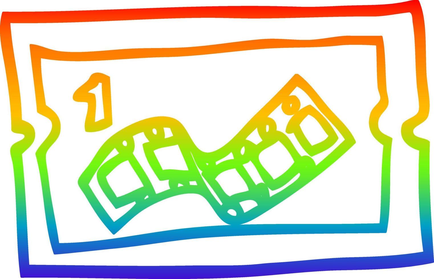 biglietto del film del fumetto del disegno della linea del gradiente dell'arcobaleno vettore