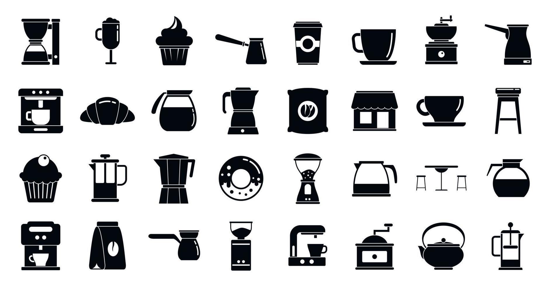 set di icone della caffetteria, stile semplice vettore