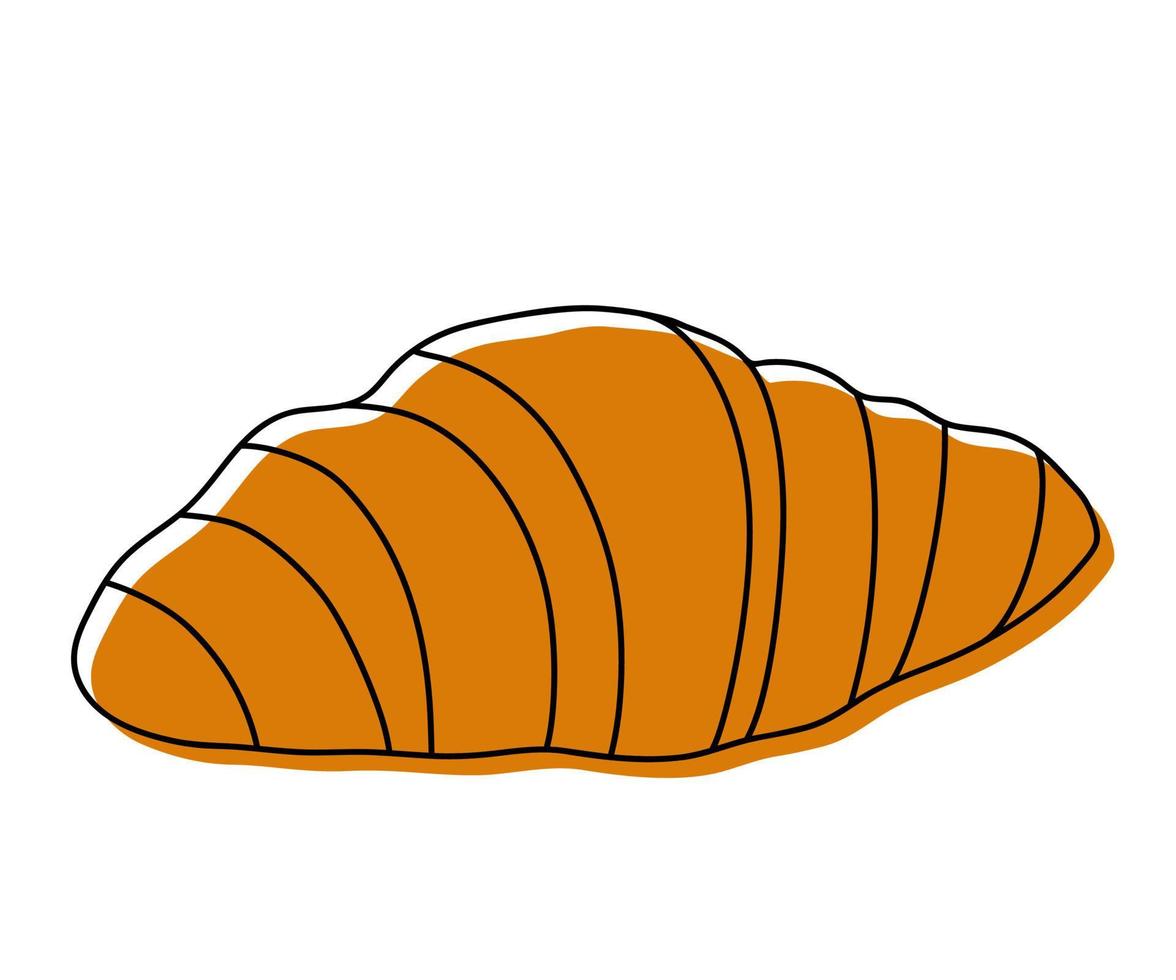 croissant francese in stile doodle. vettore