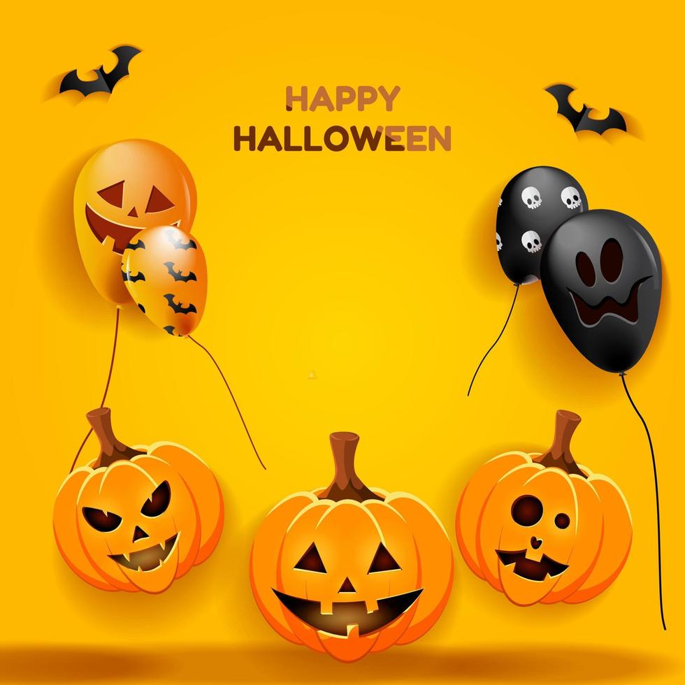 illustrazione del banner di sfondo haloween grafica vettoriale. illustrazione della copertina del vettore del segno del partito di haloween. ballon e zucca spaventosi. formato eps10.