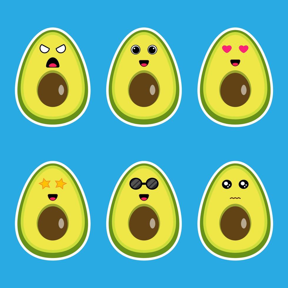icona di carattere emoji carino frutta avocado vettore
