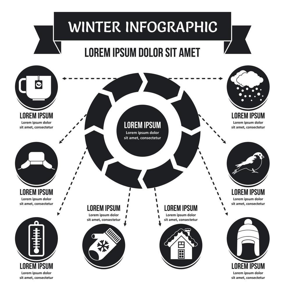 concetto di infografica invernale, stile semplice vettore