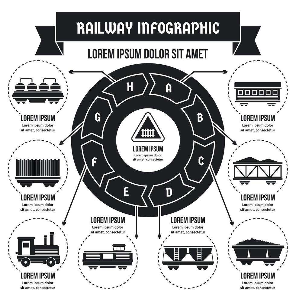 concetto di infografica ferroviaria, stile semplice vettore