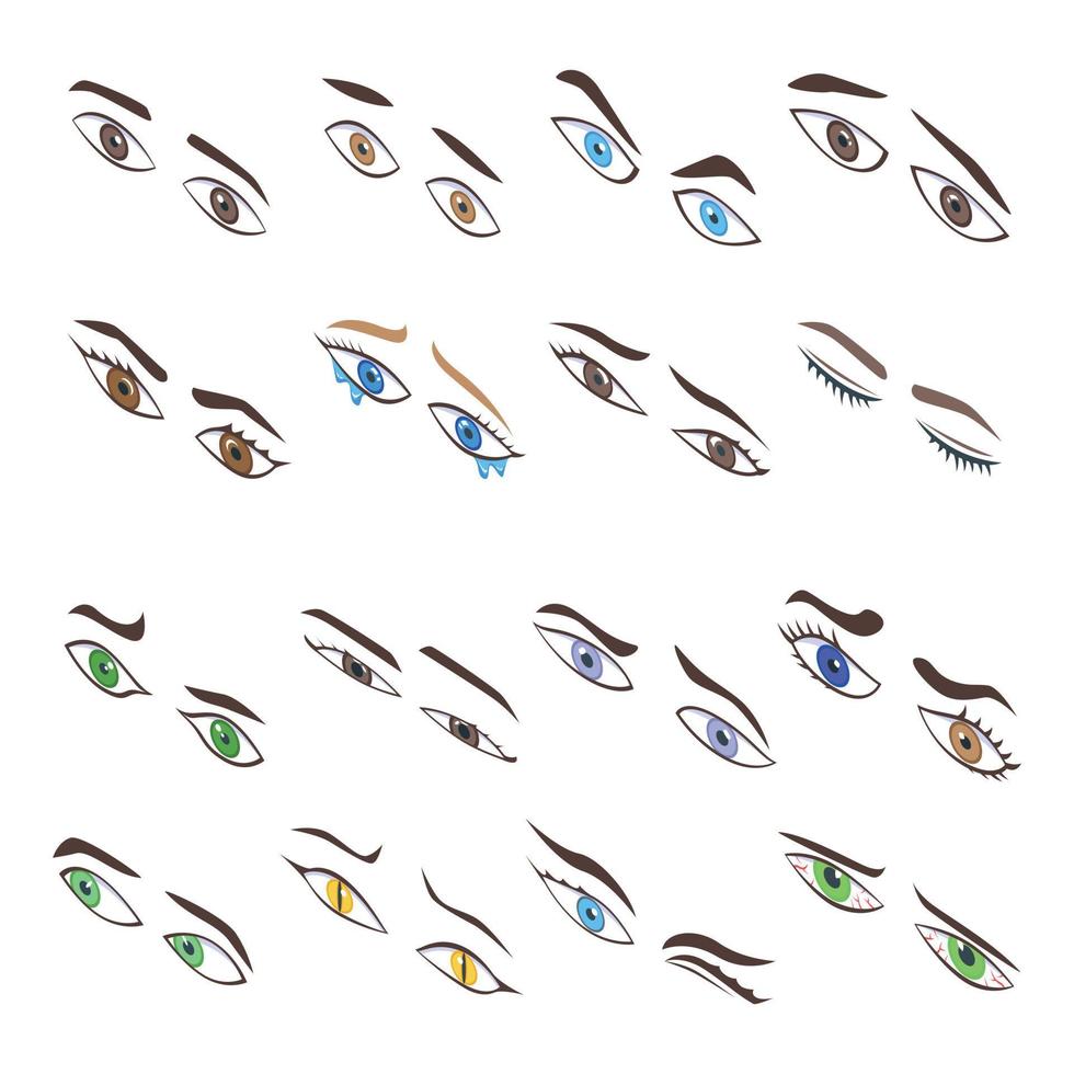 occhi set di icone, stile isometrico vettore