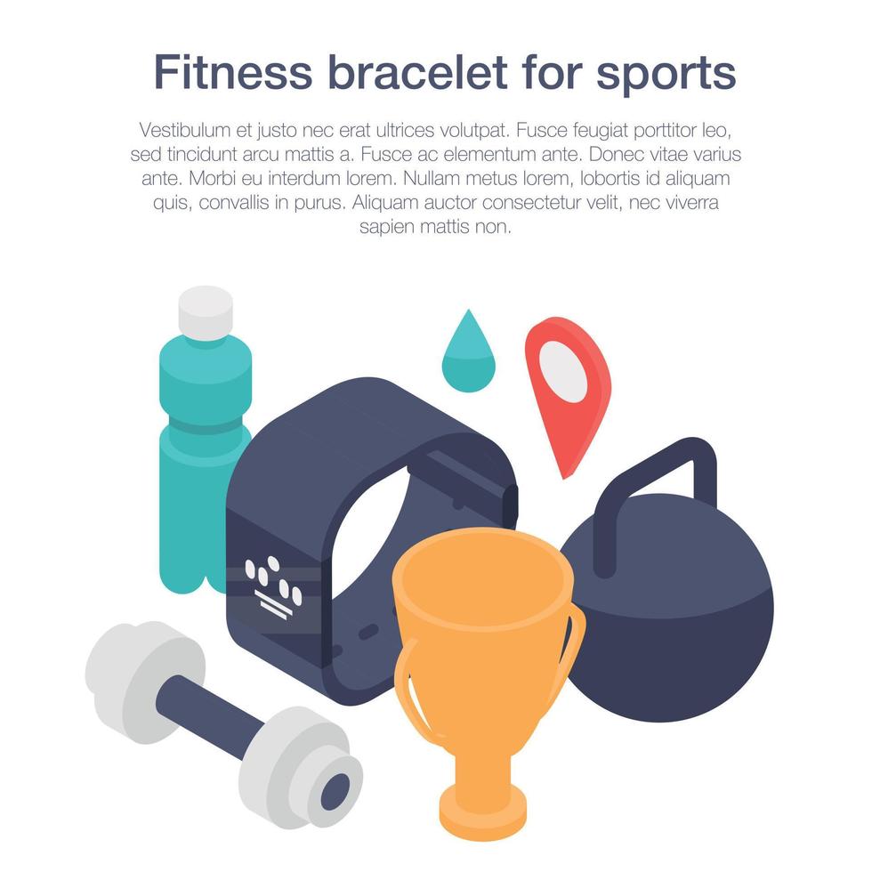 braccialetto fitness per banner di concetto di sport, stile isometrico vettore
