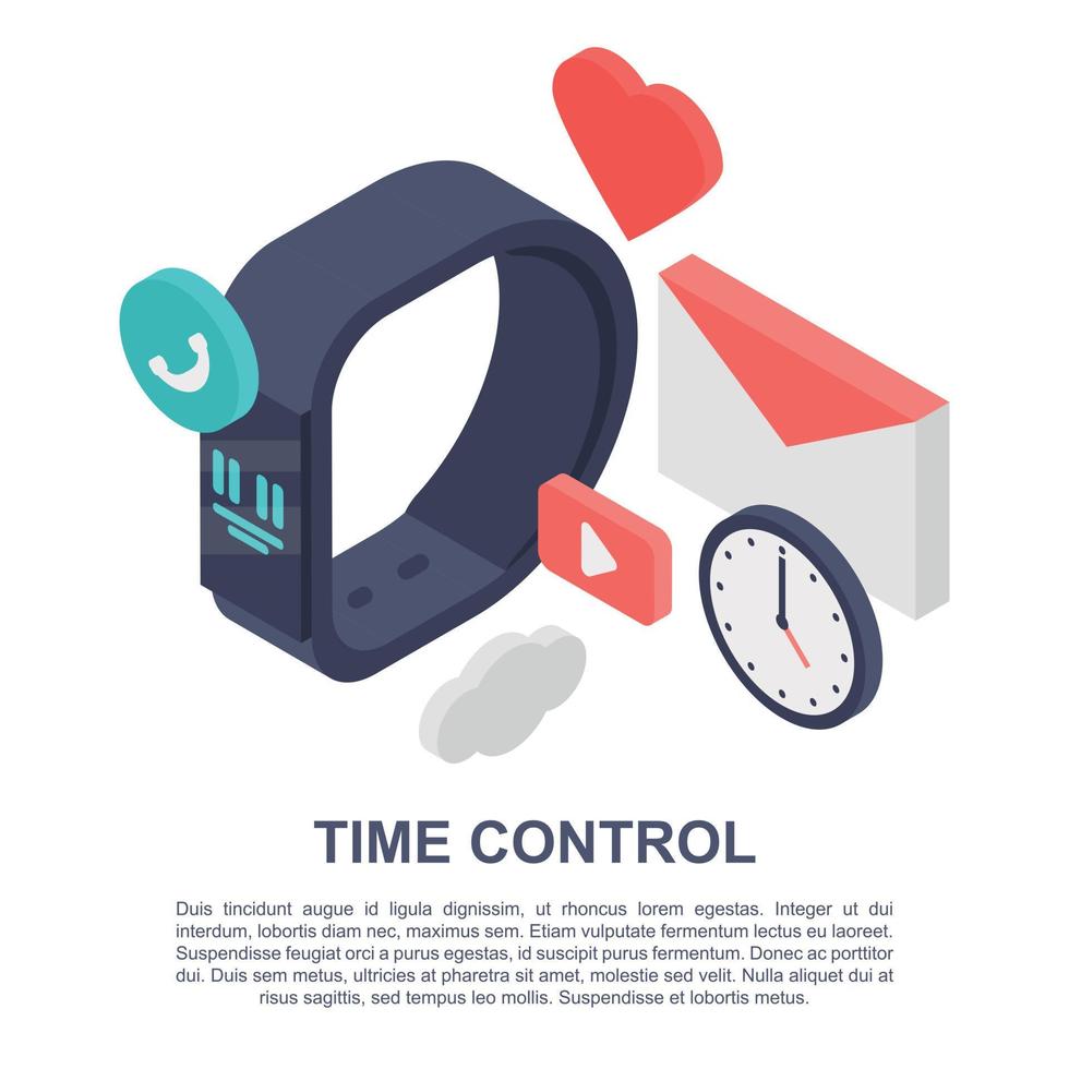 banner del concetto di controllo del tempo, stile isometrico vettore
