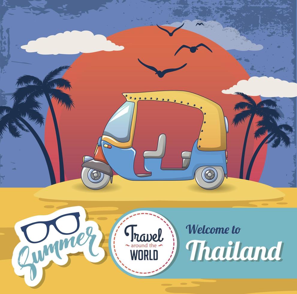 banner di benvenuto in Thailandia, stile cartone animato vettore
