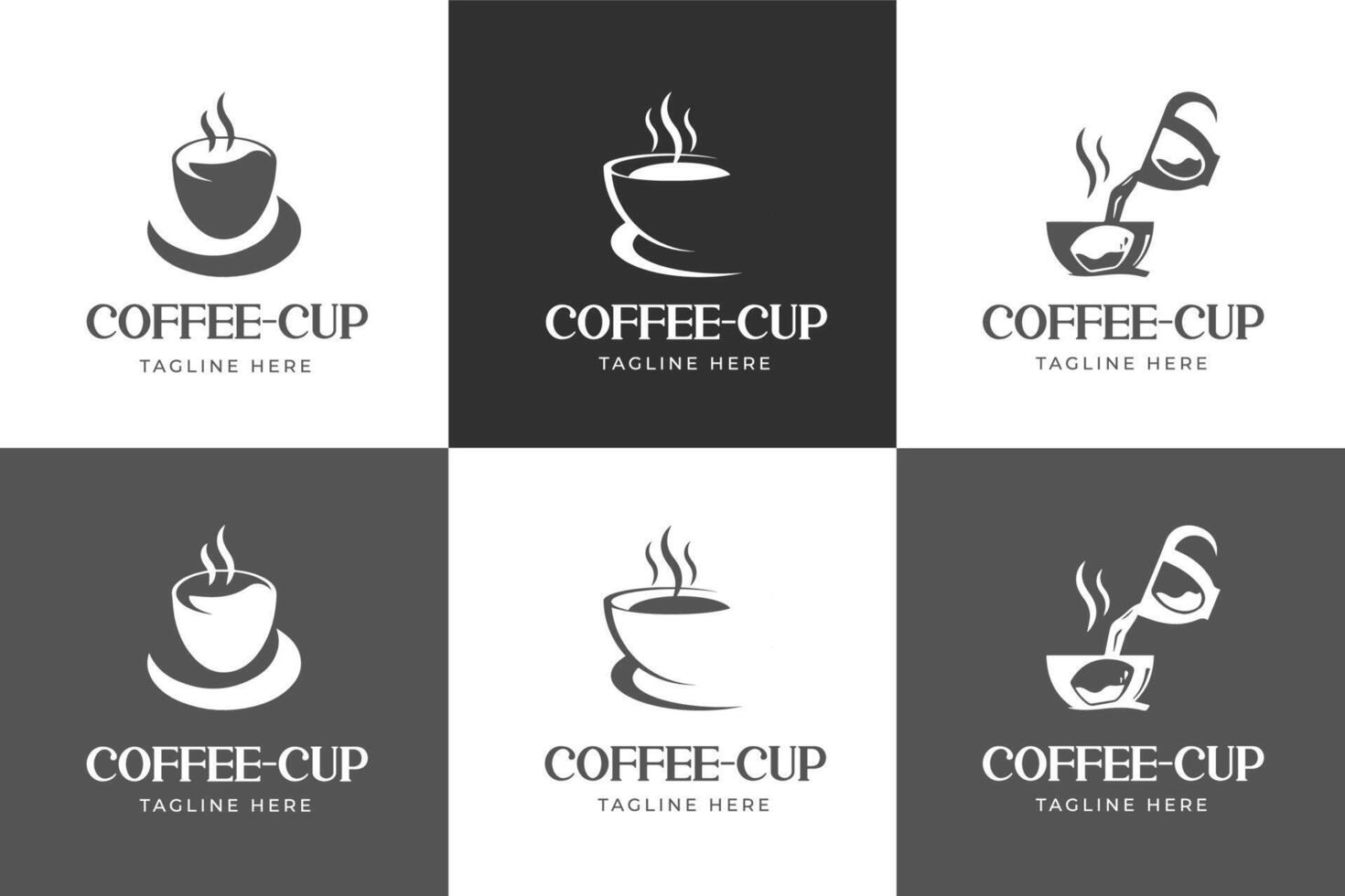 set di logo tazza da caffè classico in bianco e nero vettore