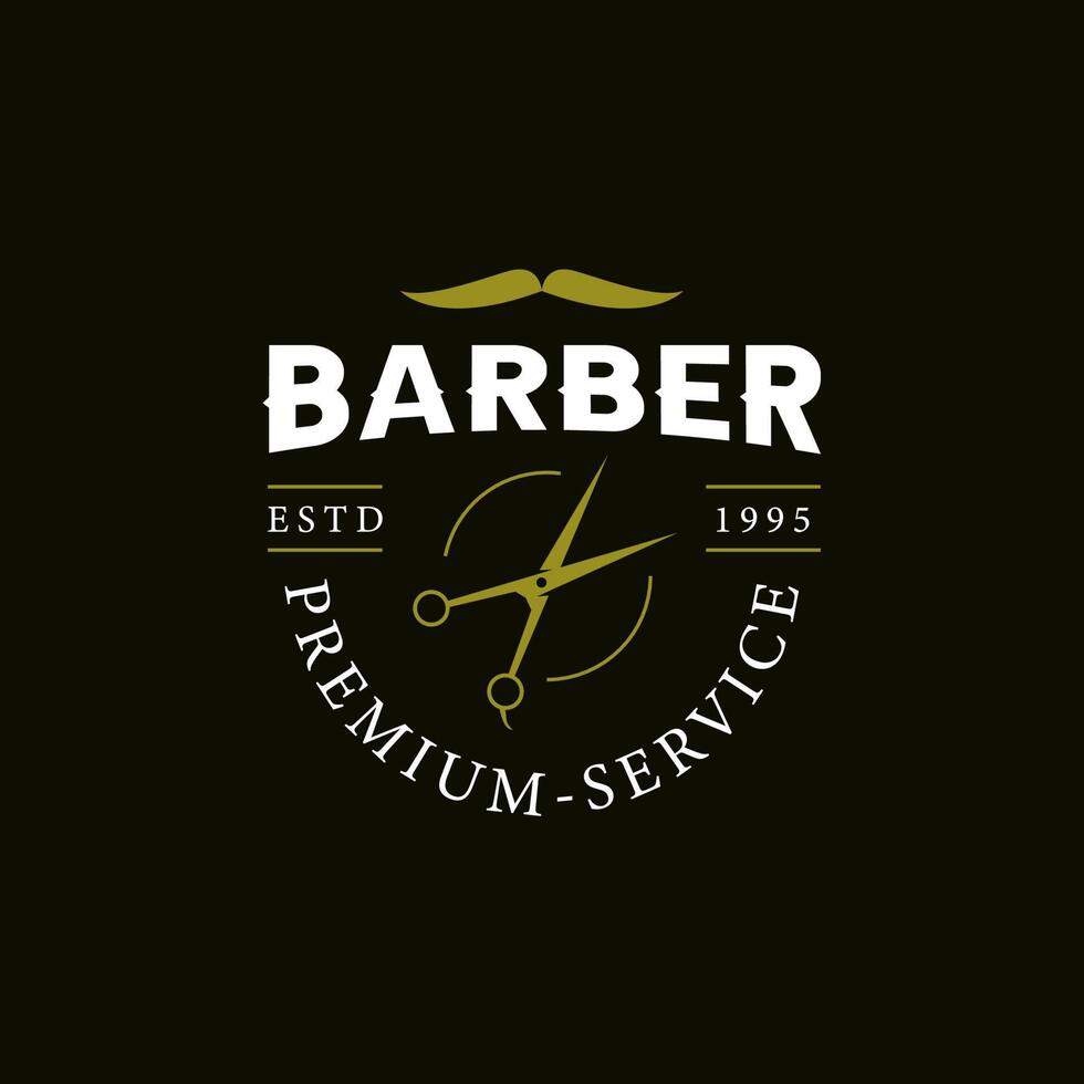 modello di logo del servizio premium del negozio di barbiere vettore
