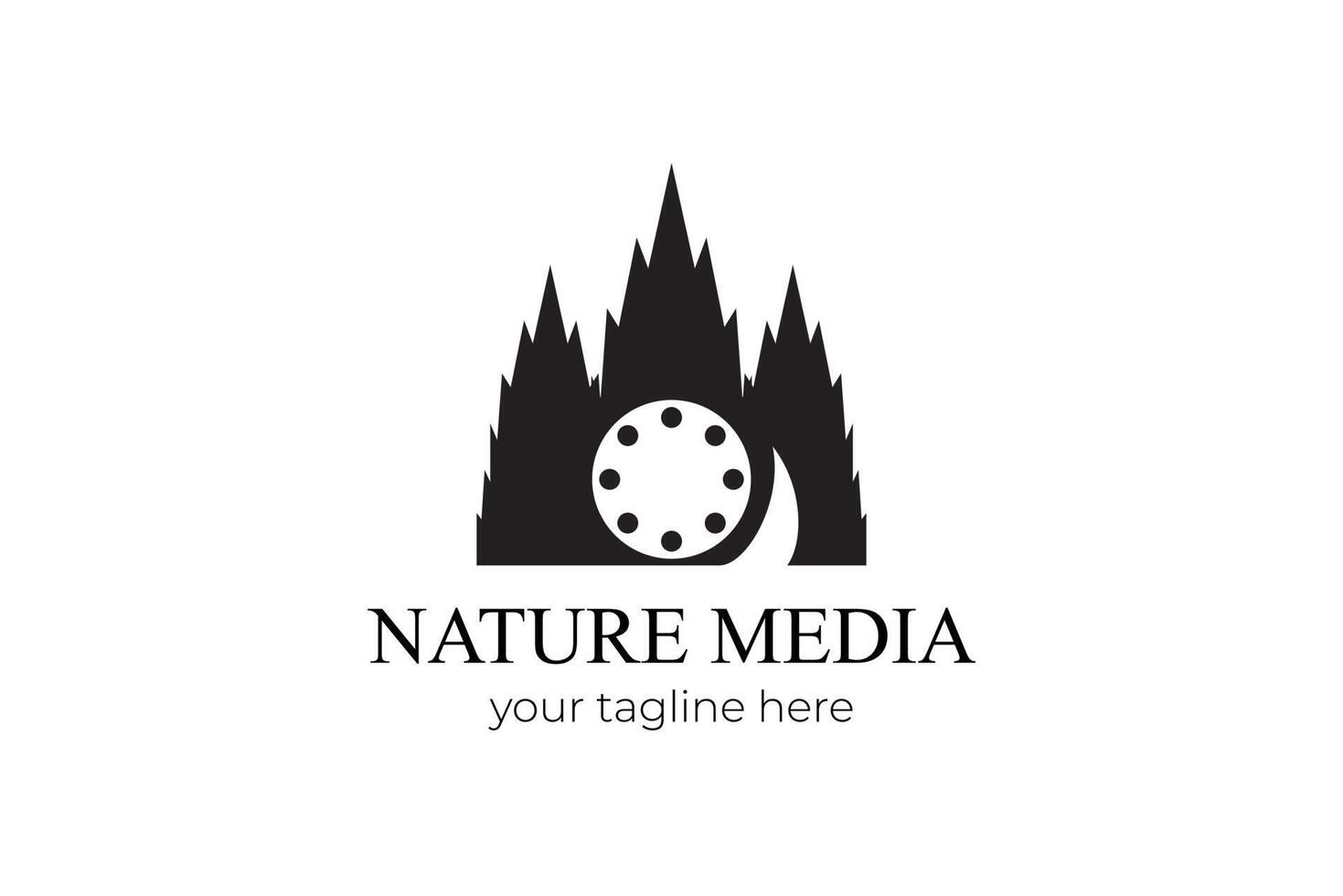 modello di logo media albero natura modificabile vettore