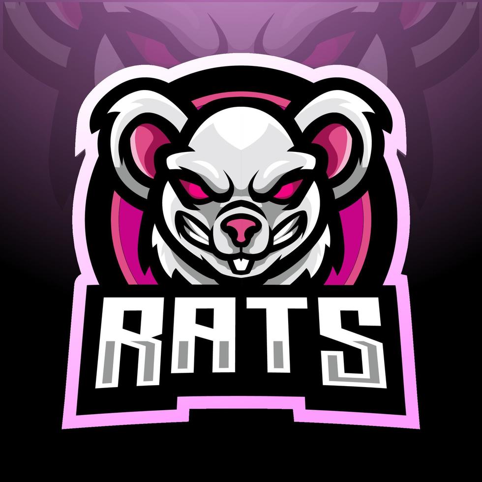 design del logo esport della mascotte del ratto. vettore