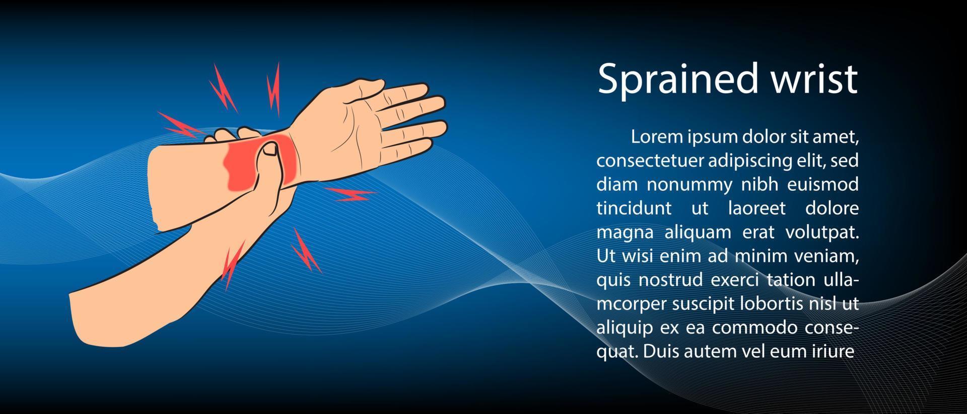 progettazione grafica brochure cartacea, diagramma del polso rotto o slogato illustrazione vettoriale sfondo blu tonalità di colore