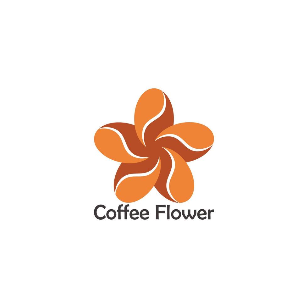 vettore di logo delle curve del chicco di caffè di forma del fiore