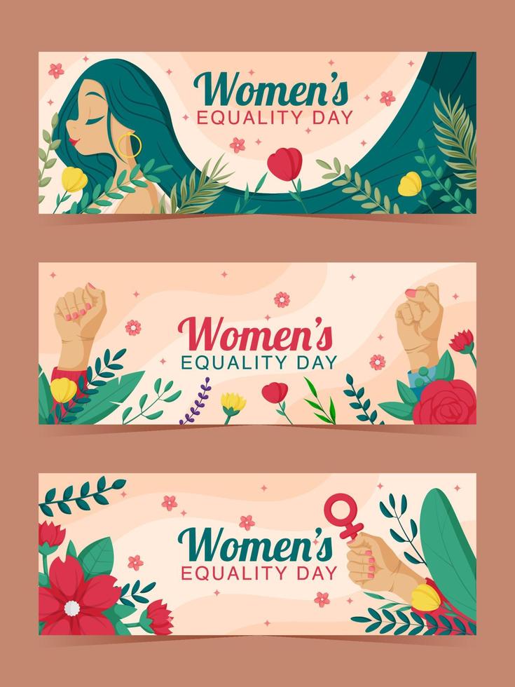 set di banner per la festa dell'uguaglianza delle donne vettore