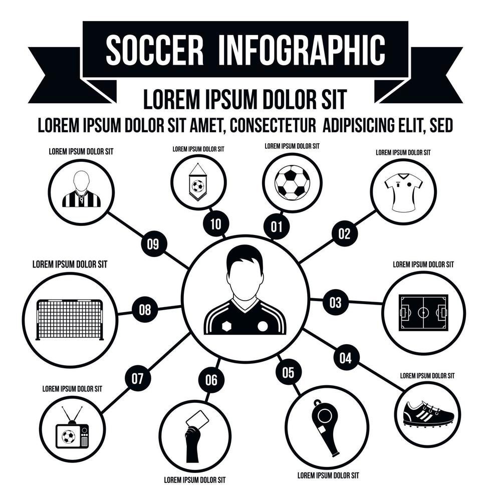 infografica calcio, stile semplice vettore