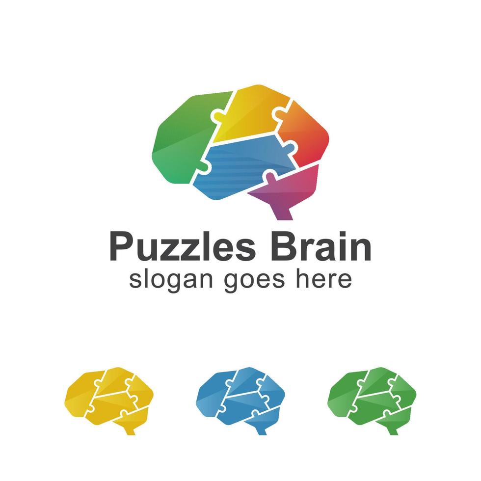 puzzle logo cervello intelligente o strategie gioco cervello logo simbolo icona design vettore